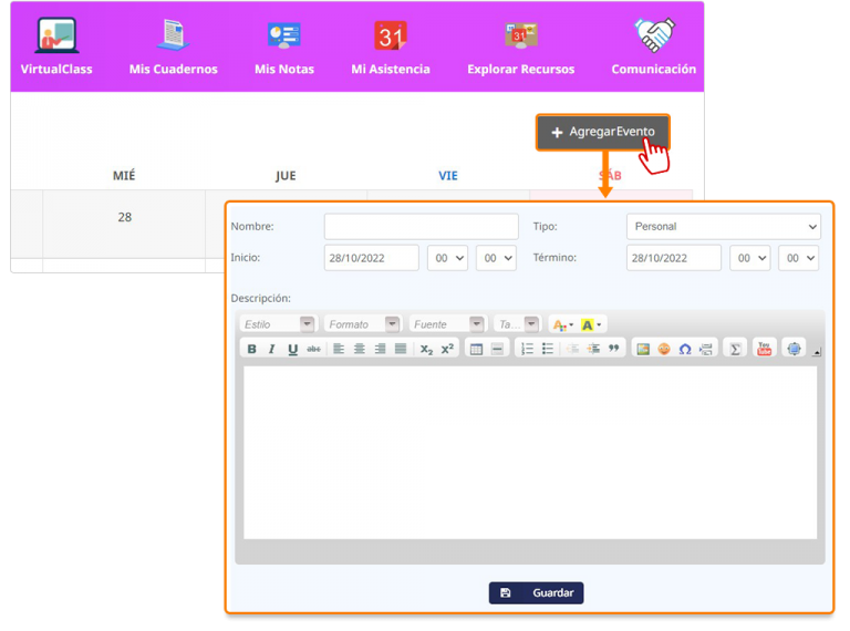 Webclass Administrar información académica en mi cuenta de la plataforma ...